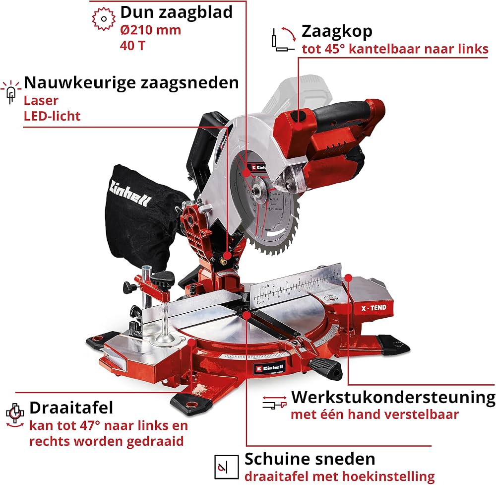 Sharrë e pjerrët Einhell TE-MS 18/210 Li 18V — foto 2
